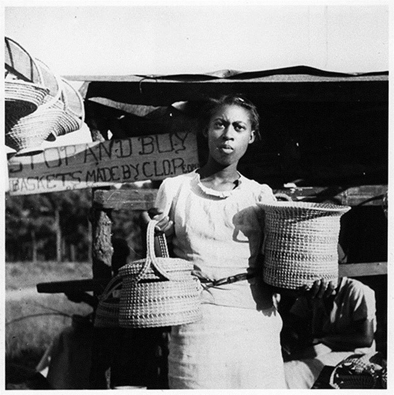 woman with baskets
