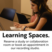 Learning Spaces graphic that shows a girl in a study room